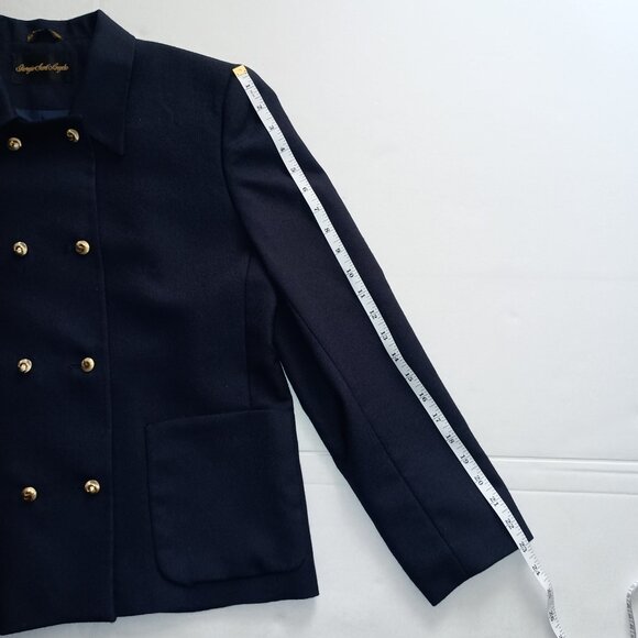 Giorgio Sant Angelo Navy Double Breasted Crop Boxy Wool Blazer Women’s Size 8 - Picture 13 of 15